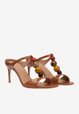 Malone Souliers Lena 70 Beaded Nappa Leather Sandals Caramel LENA 70-2 CARAMEL