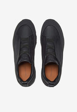 ZEGNA Triple Stitch Calf Leather Monte Sneakers Black LHBLL-S7009Z-NEE_TS