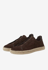 ZEGNA Triple Stitch Suede Espadrille Sneakers Dark Brown LHCSR-S5970Z-TDM_TS