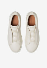 ZEGNA Triple Stitch Deer Leather Sneakers White LHCVO-S4667Z-PAN_TS