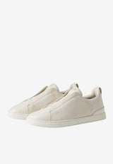 ZEGNA Triple Stitch Deer Leather Sneakers White LHCVO-S4667Z-PAN_TS