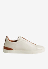 ZEGNA Triple Stitch Deer Leather Sneakers Off-white LHCVO-S4667Z-SPA_TS