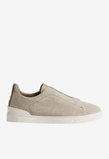ZEGNA Triple Stitch Linen and Leather Sneakers Light Beige LHLNA-S7981Z-NAT_TS