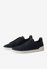 ZEGNA Triple Stitch Linen and Leather Sneakers Navy LHLNA-S7981Z-NAV_TS