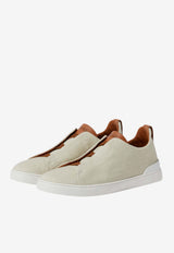 ZEGNA Triple Stitch Linen and Leather Sneakers Cream LHLNA-S7981Z-ROP_TS