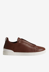 ZEGNA Triple Stitch Secondskin Low-Top Sneakers Brown LHOTA-S5207Z-ALM_TS
