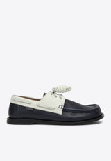 Loewe Campo Leather Lace-Up Boat Shoes Blue LLSCS08X12LE/Q_LOEW-5118