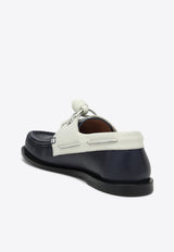 Loewe Campo Leather Lace-Up Boat Shoes Blue LLSCS08X12LE/Q_LOEW-5118