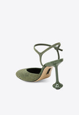 Loewe Toy 90 Rhinestone Embellished Suede Pumps Military Green LLSTS01X25SUE/R_LOEW-4430