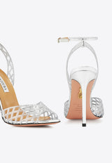 Aquazzura Lumiere 105 Crystal-Embellished Sandals LMEHIGS0-PSY-CCC Silver