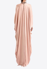 GEMY MAALOUF Beaded-Neck Draped Maxi Kaftan Dress Blush LOOK 10-GMCP26 7876KF_BLUSH