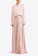 GEMY MAALOUF Layered Calligraphy-Embroidered Kaftan Dress Pink LOOK 11-GMCP26 7877KF_PINK