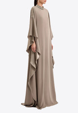 GEMY MAALOUF Beaded Draped Kaftan Dress Taupe LOOK 3- GMCP26 7887KF_TAUPE