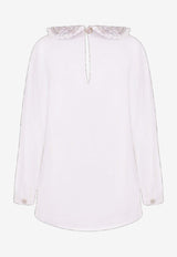 Atelier Choux Girls Chantilly Blouse with Toile De Jouy Print White LT-CN-TDJA_WHITE