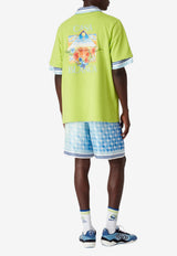 Casablanca Flower Court Icon Printed T‑shirt Lime M-SS26-JTS-001-17_LIME