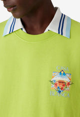 Casablanca Flower Court Icon Printed T‑shirt Lime M-SS26-JTS-001-17_LIME