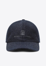 Brunello Cucinelli Logo Print Wool Baseball Cap Gray M038P9850WO/R_CUCIN-CPM26