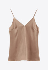 Brunello Cucinelli Silk V-neck Top Beige M0C59BD802SI/S_CUCIN-C9237