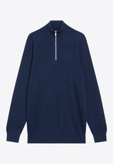 Brunello Cucinelli Half-Zip Ribbed Sweater Blue M29400104CO/R_CUCIN-CQC24