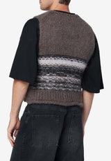 Our Legacy Mohair and Wool Striped Vest Brown M4253PBCO/R_OLEGA-BL