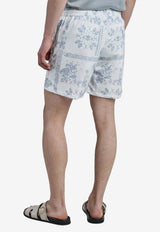 Eleventy Paisley Print Swim Shorts White