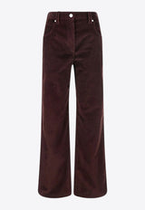 Brunello Cucinelli Wide-Leg Ribbed Velvet Pants Burgundy MA180P9075CO/R_CUCIN-C4243