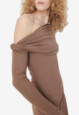 Paris Georgia Elemental Manahou One-Shoulder Midi Dress Beige MAND002-CHS_BEIGE