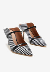 Malone Souliers Maureen 70 Gingham Mules MAUREEN 70-439 BLACK/BLACK