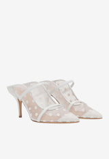 Malone Souliers Maureen 70 Floral Mesh Mules White MAUREEN 70-484 WHITE/WHITE