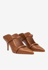 Malone Souliers Maureen 70 Croc-Embossed Leather Mules Caramel MAUREEN 70-509 CARAMEL/CARAMEL
