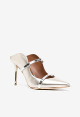 Malone Souliers Maureen 85 Metallic Leather Mules MAUREEN 85-28 PLATINO/SILVER