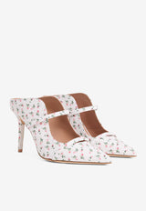 Malone Souliers Maureen 85 Floral Canvas Mules MAUREEN 85-285 WHITE/WHITE