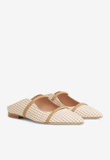 Malone Souliers Maureen Gingham Flat Mules MAUREEN FLAT 335 BEIGE/BUFF