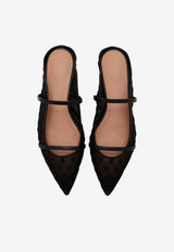Malone Souliers Maureen Floral Mesh Flat Mules Black MAUREEN FLAT 369 BLACK/BLACK