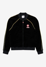 Casablanca Logo Patch Velvet Bomber Jacket Black MAW25JTP42101_BLACK