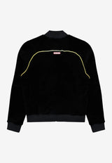 Casablanca Logo Patch Velvet Bomber Jacket Black MAW25JTP42101_BLACK