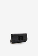 Manolo Blahnik Maygot Croc-Embossed Leather Clutch MAYGOT BLACK 0015 1645-0004