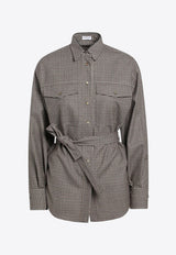 Brunello Cucinelli Belted Checked Shirt Brown MB149MQ206WO/R_CUCIN-C001_323-XL