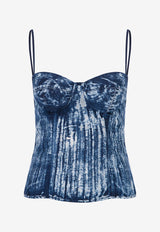 Mybestfriends Avalon Bleached Denim Bustier Top Navy MBFBLZ145_NAVY