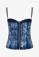 Mybestfriends Avalon Bleached Denim Bustier Top Navy MBFBLZ145_NAVY