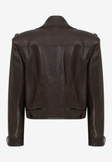 Mybestfriends Cynthia Cropped Leather Jacket Chocolate MBFCKT194_CHOCOLATE