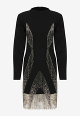 Mybestfriends Cecilia Dress Fringed Mini Dress Black MBFELB426_BLACK