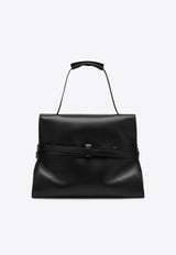 Moschino Large Tie Me Leather Shoulder Bag Black MC4162PP0NOA0/R_MOSCH-000