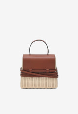 Moschino Tie Mie Raffia and Leather Top Handle Bag Beige MC4257PP0MON2/Q_MOSCH-10A