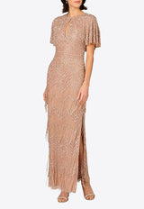 AIDAN MATTOX Beaded Maxi Dress Pink MD1E204761_ROSE GOLD