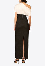 AIDAN MATTOX Jacquard Maxi Dress Black MD1E209822_BLACK WHIT
