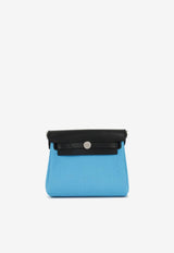Mini Herbag Zip 20 in Bleu Riviera Toile and Noir Hunter Leather with Palladium Hardware