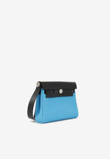 Mini Herbag Zip 20 in Bleu Riviera Toile and Noir Hunter Leather with Palladium Hardware