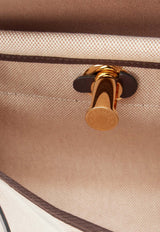 Mini Herbag Zip 20 in Ecru Toile and Ebene Hunter Leather with Gold Hardware