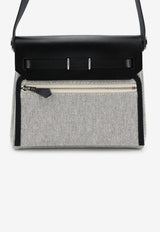 Mini Herbag Zip 20 in Ecru Toile and Black Hunter Leather with Palladium Hardware